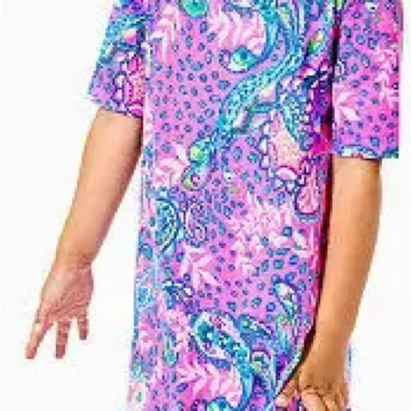Lilly Pulitzer Girls Mini Marlowe Dress 8/10 Strut Your Stuff Plumeria Pink - Picture 4 of 12